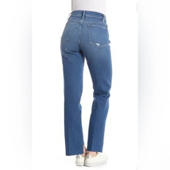 Frame Le Nouveau Straight Asymmetrical Raw Hem Jeans Women’s Size 29 Denim - Picture 2 of 8